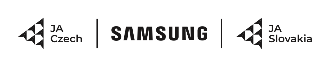 Logo společnosti Samsung a logo neziskové organizace Junior Achievement, o.p.s. (JA Czech).